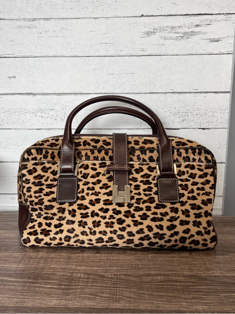 Lambertson Truex Leopard Print Top-Handle Women’s Doctors Boston Bag